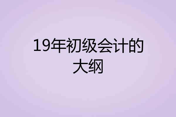 19年初级会计的大纲