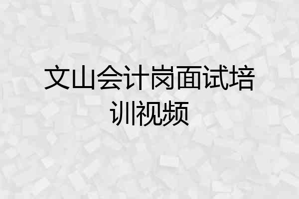 文山会计岗面试培训视频