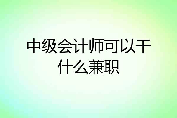 中级会计师可以干什么兼职