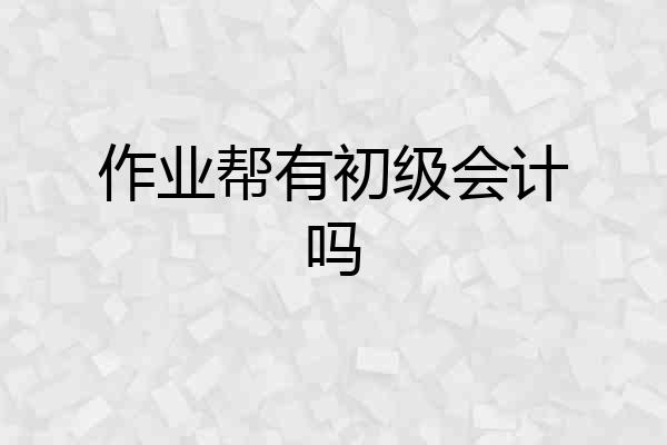 作业帮有初级会计吗