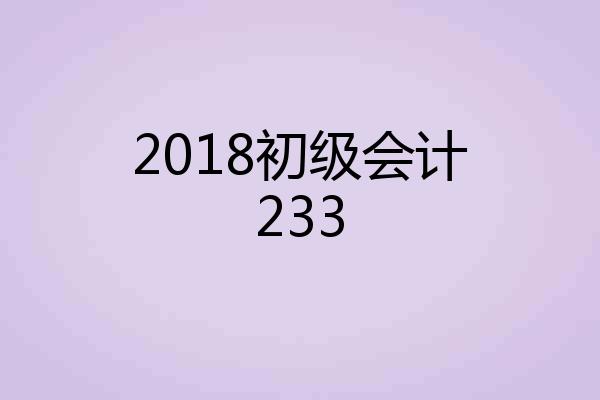 2018初级会计233