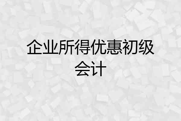 企业所得优惠初级会计