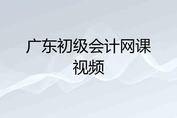 广东初级会计网课视频