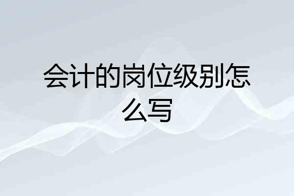 会计的岗位级别怎么写