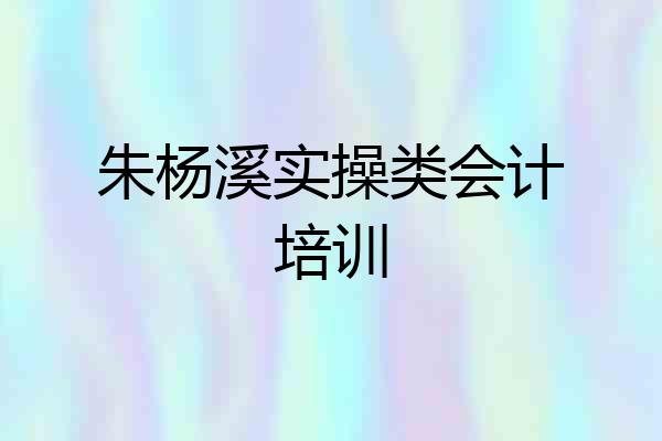 朱杨溪实操类会计培训