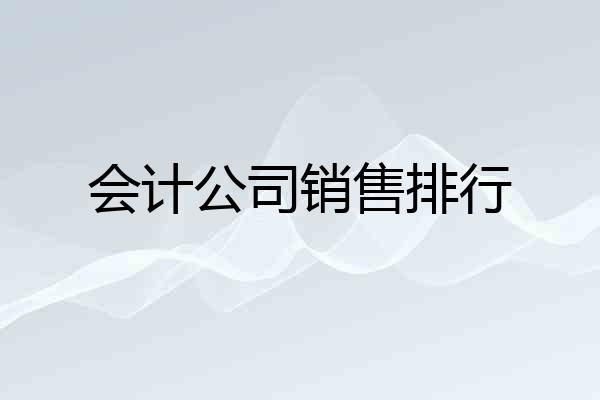 会计公司销售排行