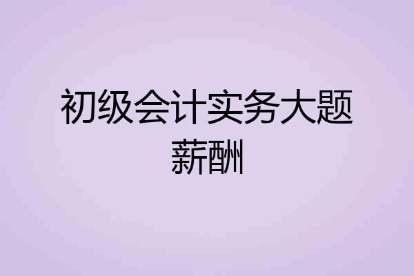初级会计实务大题薪酬