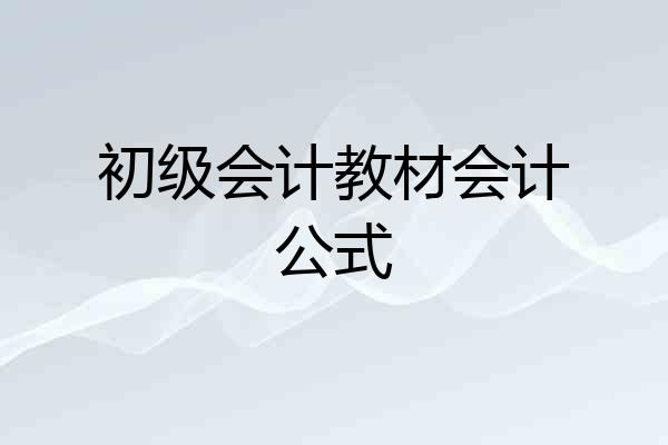 初级会计教材会计公式