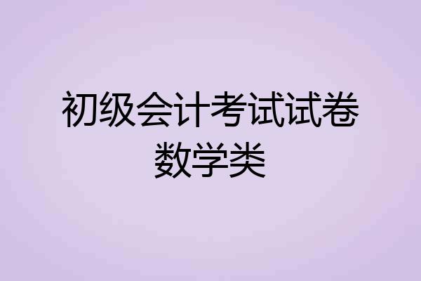初级会计考试试卷数学类