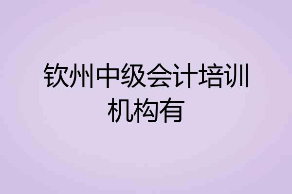 钦州中级会计培训机构有