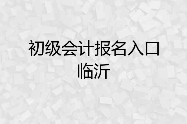 初级会计报名入口临沂