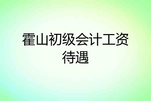 霍山初级会计工资待遇