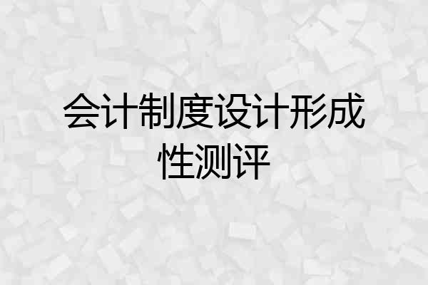 会计制度设计形成性测评