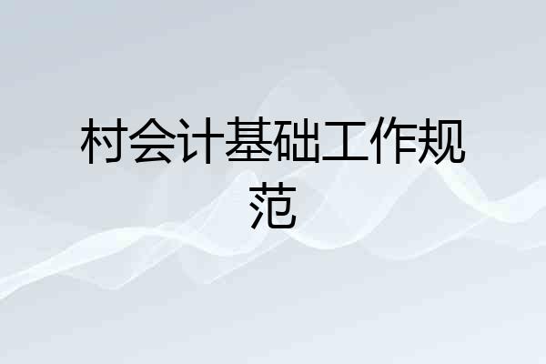村会计基础工作规范