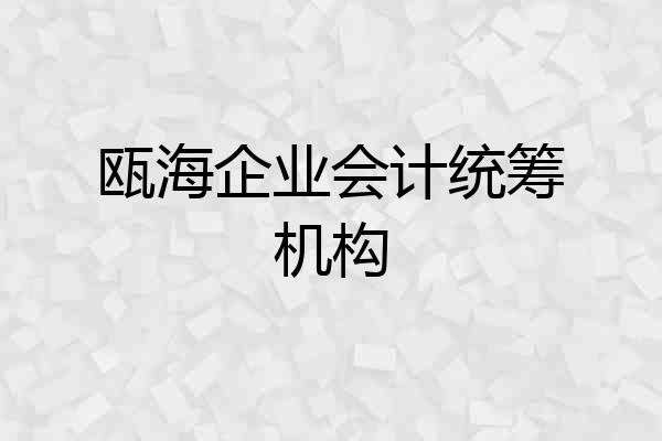 瓯海企业会计统筹机构