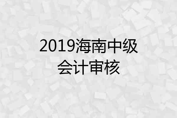 2019海南中级会计审核