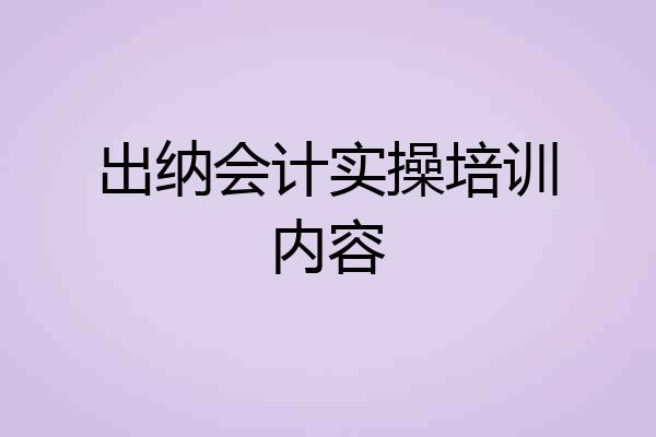 出纳会计实操培训内容