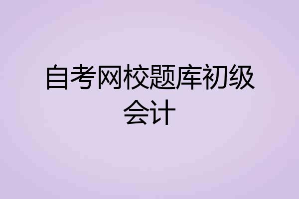 自考网校题库初级会计