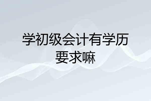 学初级会计有学历要求嘛