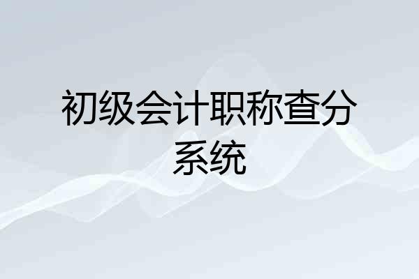 初级会计职称查分系统