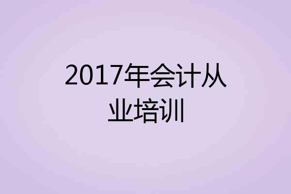 2017年会计从业培训