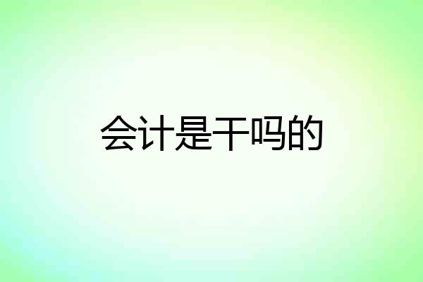 会计是干吗的