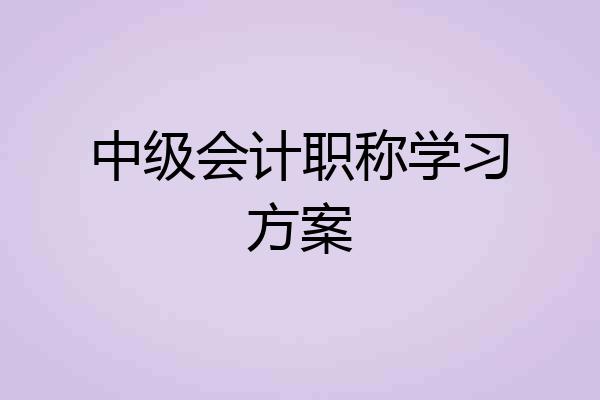 中级会计职称学习方案