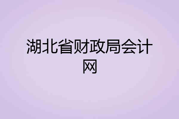 湖北省财政局会计网