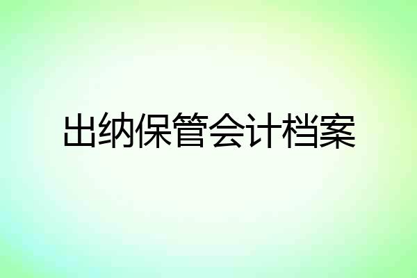 出纳保管会计档案