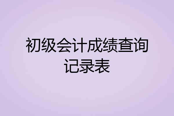 初级会计成绩查询记录表