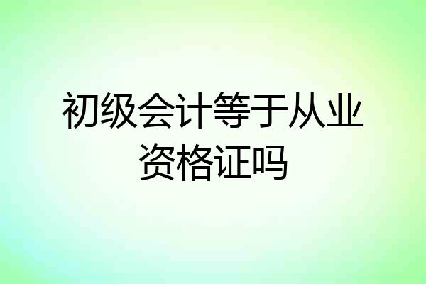 初级会计等于从业资格证吗