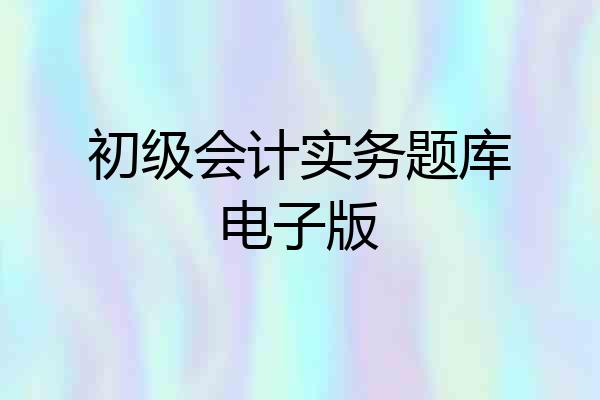 初级会计实务题库电子版