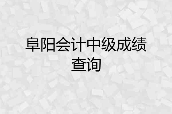 阜阳会计中级成绩查询