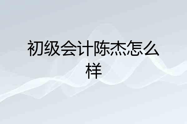 初级会计陈杰怎么样