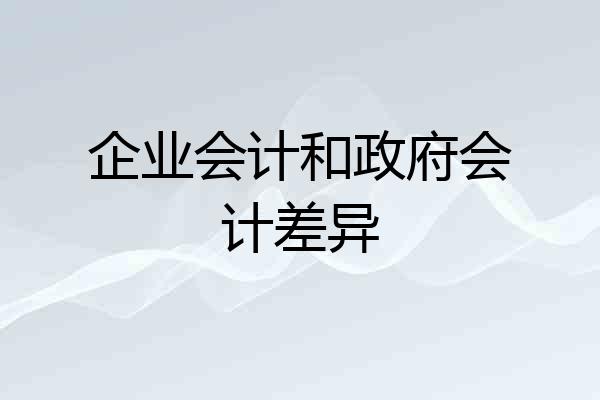 企业会计和政府会计差异