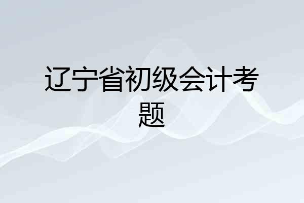 辽宁省初级会计考题