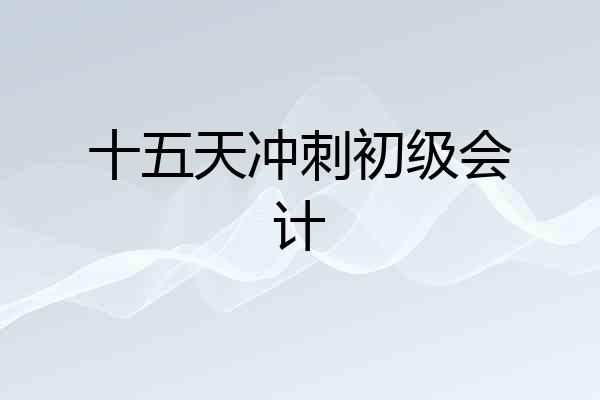 十五天冲刺初级会计
