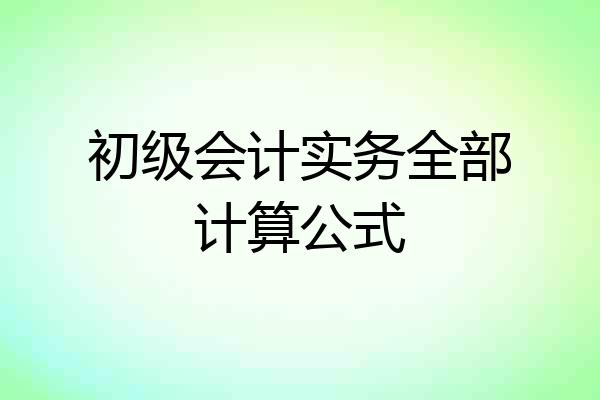 初级会计实务全部计算公式