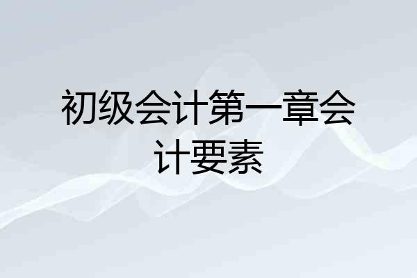 初级会计第一章会计要素