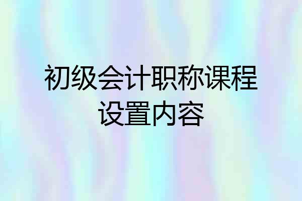 初级会计职称课程设置内容
