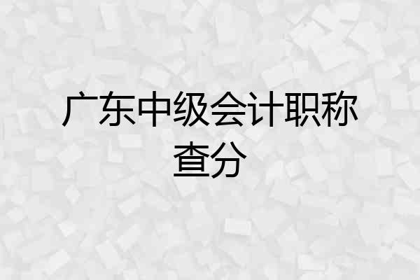 广东中级会计职称查分