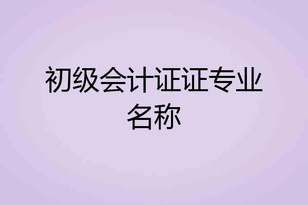 初级会计证证专业名称