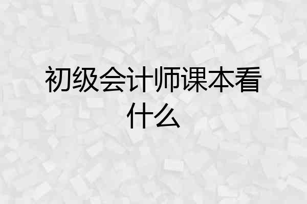 初级会计师课本看什么
