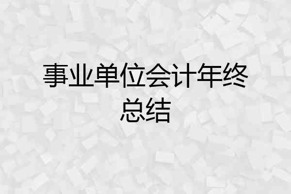 事业单位会计年终总结