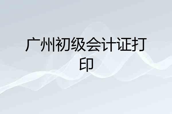 广州初级会计证打印
