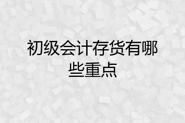 初级会计存货有哪些重点