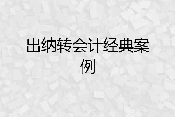出纳转会计经典案例