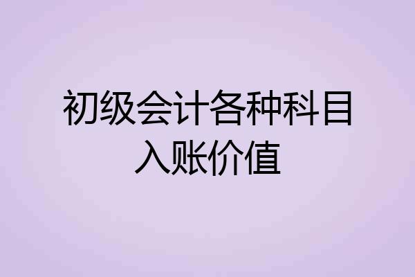 初级会计各种科目入账价值