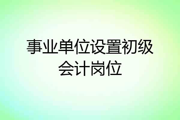 事业单位设置初级会计岗位