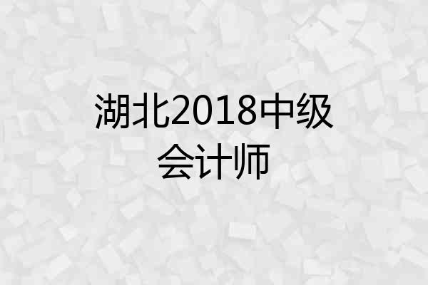 湖北2018中级会计师